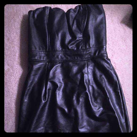 Black pleather dress strapless dress