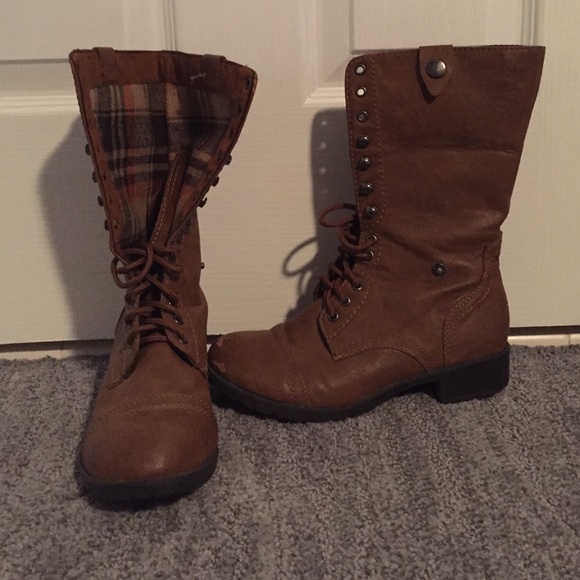 Fold Down Brown/Plaid Boots