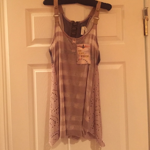 Boho taupe/brown sheer stripe, cotton fluid tank