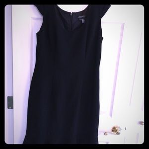 Wool LBD with cap sleeves & flounced hem