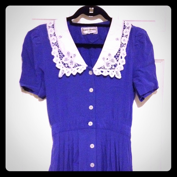 Vintage blue button-up dress