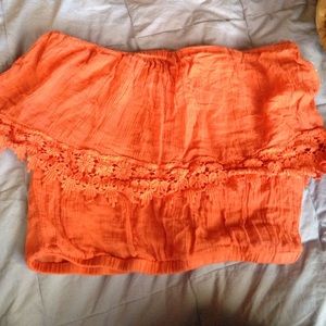 Orange strapless shirt