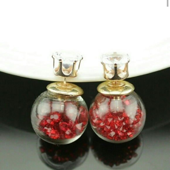 Jewelry - Double Sided Earrings Red Crystals