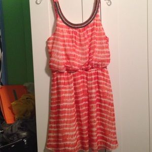 Tie dye-esque beaded neckline dress