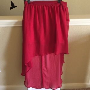Red waterfall skirt