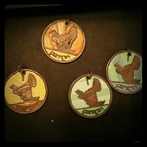 4 Hand painted Republic of Ireland Pennys