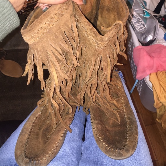 Women's size 8, three tier, Minnetonka moccasins