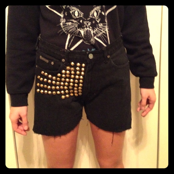 Calvin Klein black cut offs with stud detail - Picture 1 of 4