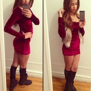 Velvet Long Sleeve Mini Dress