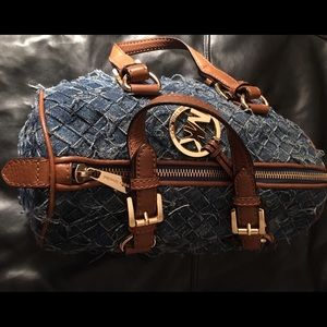 SOLD: Grayson Woven Denim Medium Satchel