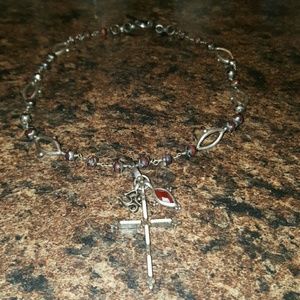 Cross necklace with beading