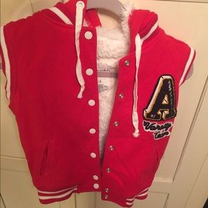 Aeropostale red winter vest with fur
