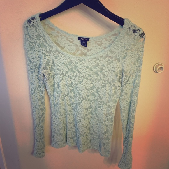 Mint green lace shirt