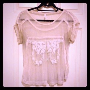 Sheer boho top with beaded detail