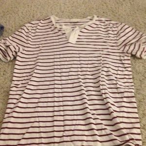 Maroon and white striped tee