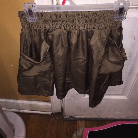 Olive color mini skirt