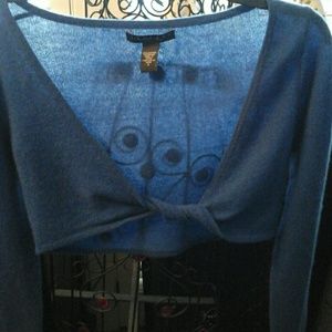 Blue twist front cashmere shrug