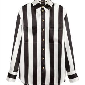 Balmain X H&M white & black stripe silk blouse sz6