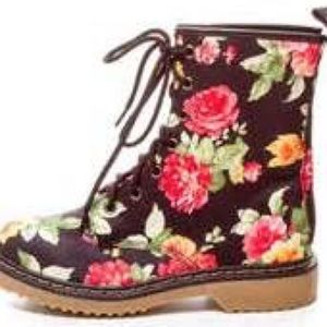 Floral Combat Boots