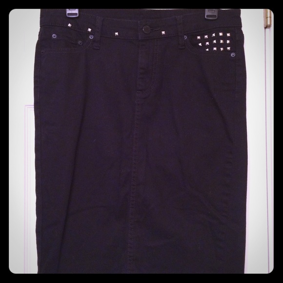 Black denim pencil skirt