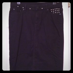 Black denim pencil skirt