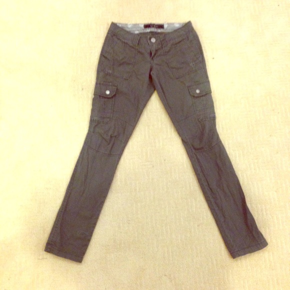 Cargo camo army green skinny straight leg pant