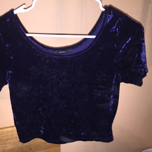 Forever 21 large velvet  blue crop top