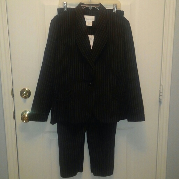 Black with White stripes pant suit