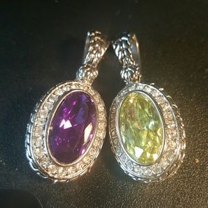 Set of yellow and amethyst stone pendants