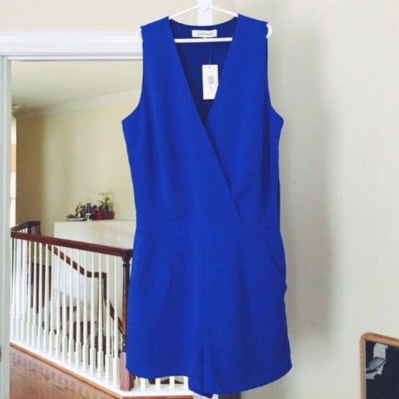 Royal blue wrap front romper - Picture 2 of 2
