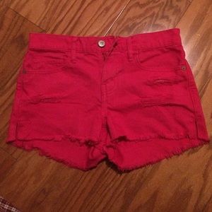 Destroyed Red Jean shorts