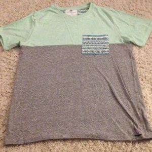 Mint and grey graphic pocket tee