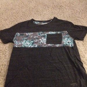 Floral stripe black tee