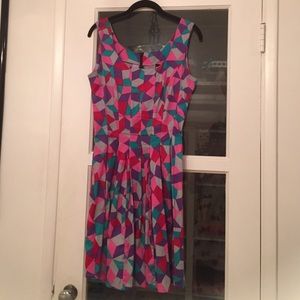 Retro printed flirty dress by SF designer