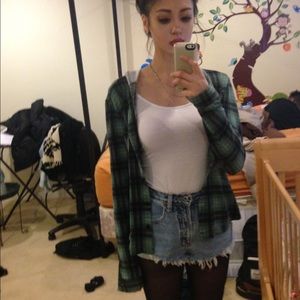 Brandy Melville hooded flannel plaid sweater