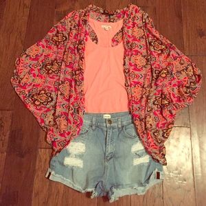 Honey Punch Patterned Kimono Overlay