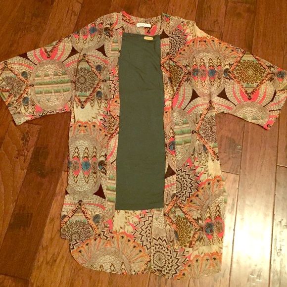 Tribal Print Kimono Overlay