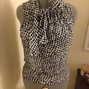 Black grey and white blouse