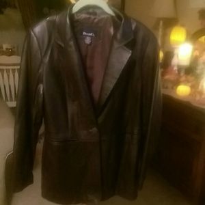 Denim & Company Genuine Brown Leather Jacket