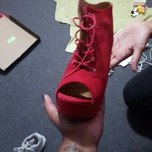 Red Open Toe Booties