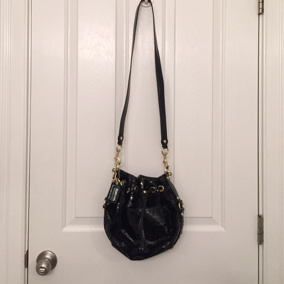 Black Sequin Coach Crossbody Purse