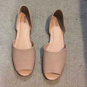 Mia tan peep toe flats