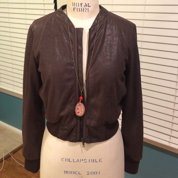 Cropped jacket, soft brown (leather-like)