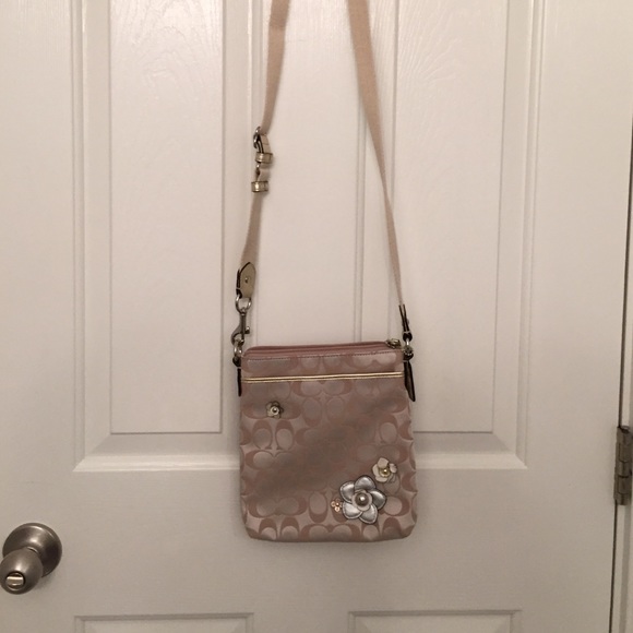 Gold Coach Emblem and Floral Crossbody