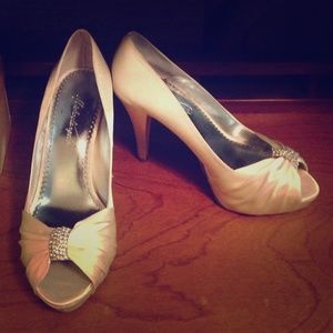 Ivory Peep Toe Wedding Heels