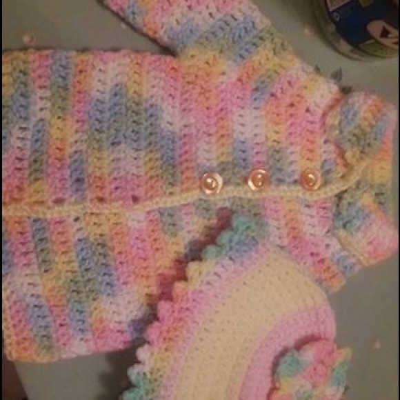 Handmade crochet sweater and beanie set