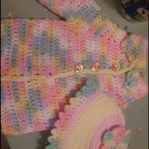 Handmade crochet sweater and beanie set