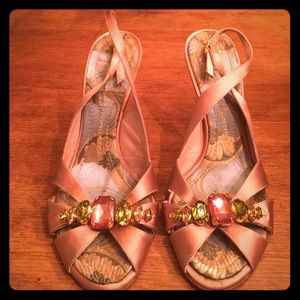 Casadei Gemstone Satin Rose Slingback