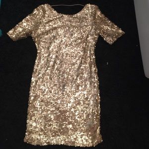 Gold sequins cocktail dress