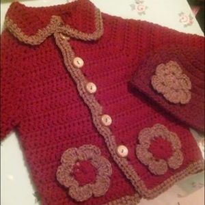 Handmade crochet sweater and beanie set